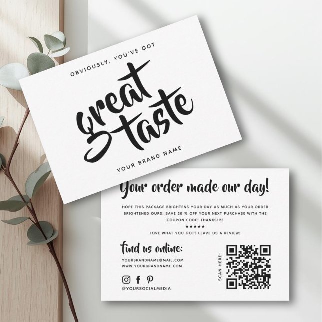 Tarjeta De Visita Modern you've got great taste qr code thank you (Subido por el creador)