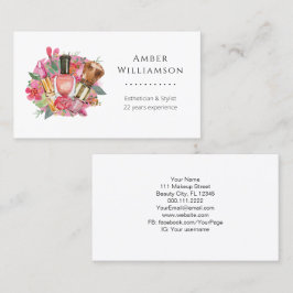 Tarjeta De Visita Moderna acuarela color rosa maquillaje artista Mod