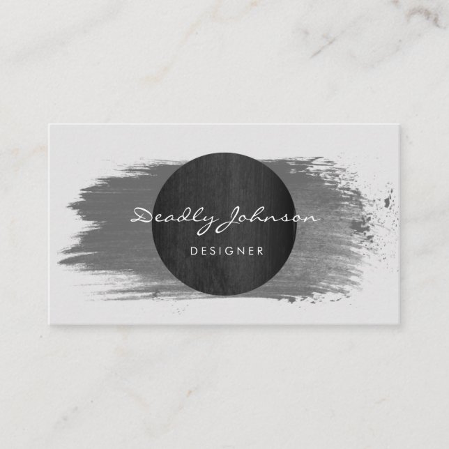 Tarjeta De Visita Moderna acuarela negra Resumen Elegante Guay (Anverso)