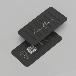 Tarjeta De Visita Moderna Agencia de Viajes Tour Adventure Black Gol