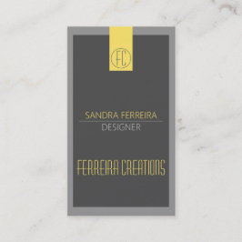 Tarjeta de visita moderna Amarillo y Gris de dos c