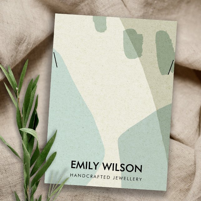 TARJETA DE VISITA MODERNA AQUA ABSTRACT AQUA AZUL ART NECKLACE PANTA (Subido por el creador)