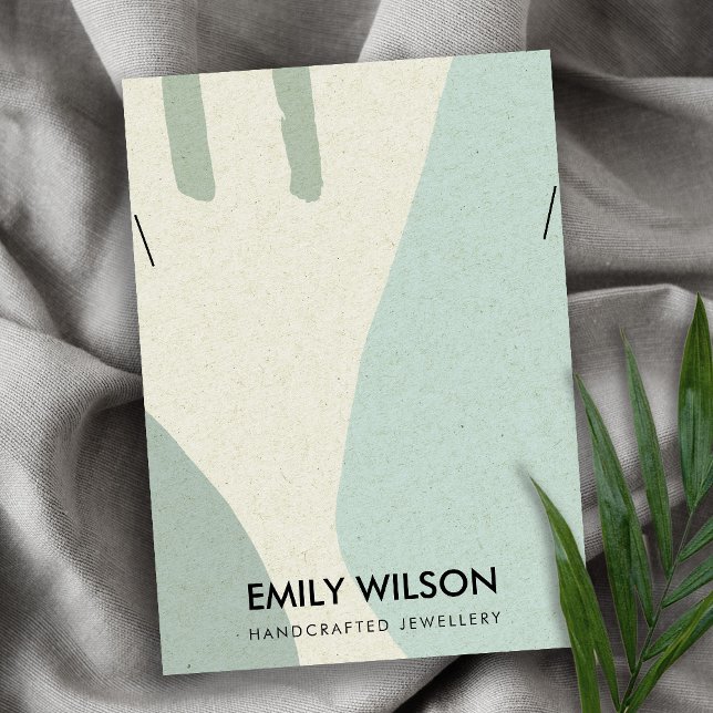 TARJETA DE VISITA MODERNA AQUA ABSTRACT AQUA AZUL ART NECKLACE PANTA (Subido por el creador)