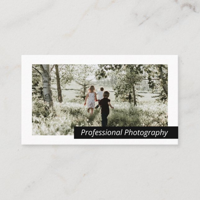 Tarjeta De Visita Moderna audaz foto en blanco negro personalizada (Anverso)