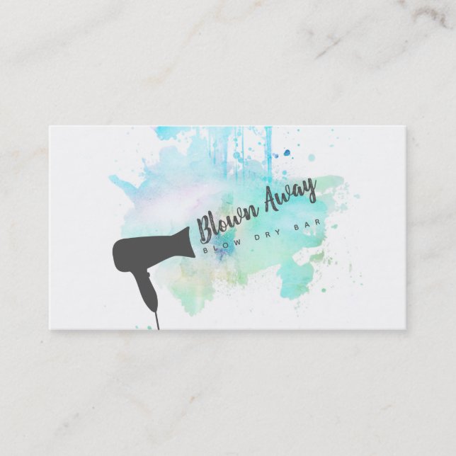 Tarjeta De Visita moderna barra seca peluquería grunge moda azul (Anverso)