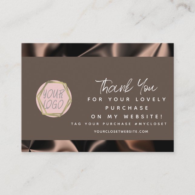 Tarjeta De Visita Moderna Belleza Boutique Brown Gracias Logo (Anverso)