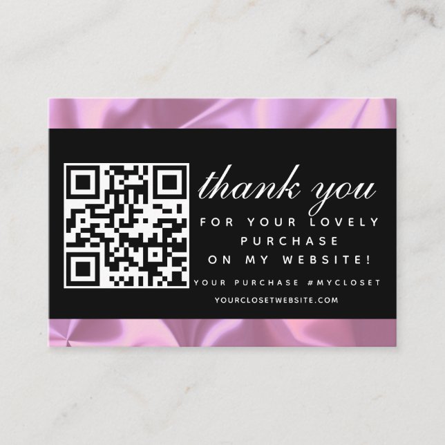 Tarjeta De Visita Moderna Belleza Boutique Rosa Gracias Código QR (Anverso)