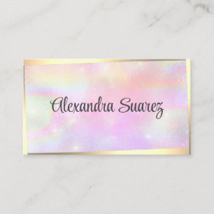 Tarjeta De Visita Moderna Belleza de marco dorado rosado pastel