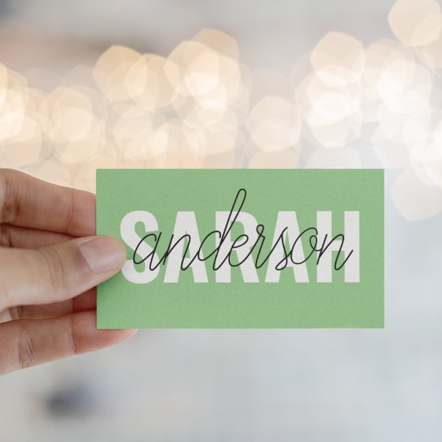 Tarjeta De Visita Moderna Belleza Verde Pastel Personalizada (Subido por el creador)