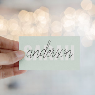 Tarjeta De Visita Moderna Belleza Verde Pastel Personalizada