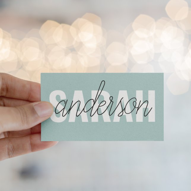 Tarjeta De Visita Moderna Belleza Verde Personalizada Nombre (Subido por el creador)