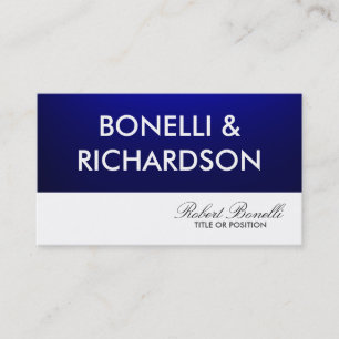 Tarjeta de visita moderna Blue White Plain
