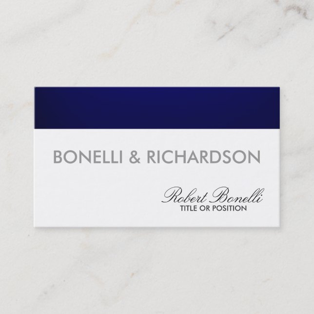 Tarjeta de visita moderna Blue White Plain (Anverso)