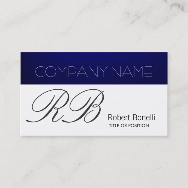 Tarjeta de visita moderna Blue White Plain (Anverso)