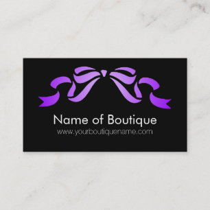 Tarjeta De Visita Moderna Boutique Purple y Black Girly Ribbon