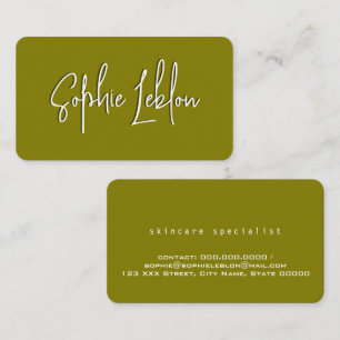 Tarjeta De Visita Moderna caligrafía elegante con oliva en la sombra
