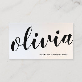 Tarjeta De Visita Moderna caligrafía luminosa plateada negrita de gu