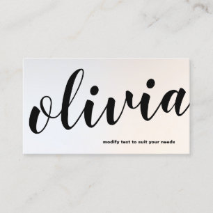 Tarjeta De Visita Moderna caligrafía luminosa plateada negrita de gu