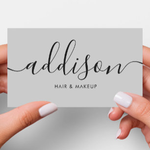 Tarjeta De Visita Moderna Caligrafía Minimalista Gris Suave Femenina