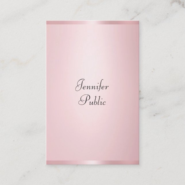 Tarjeta De Visita Moderna caligrafía Profesional Elegante Rosa Gold (Anverso)