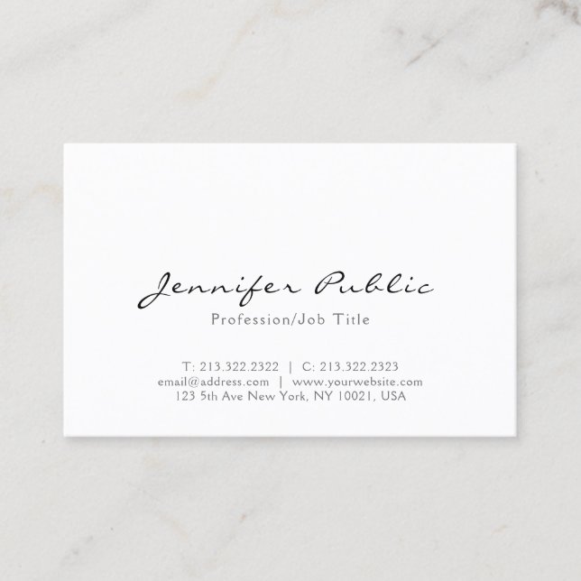 Tarjeta De Visita Moderna caligrafía simple guión brillante tamaño d (Anverso)