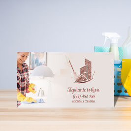 Tarjeta De Visita Moderna casa de moda Limpieza de la empleada domés