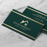 Tarjeta De Visita Moderna Casa de Oro Real Realtor Dark Green<br><div class="desc">Logotipo moderno de la Casa de Oro Real Realtor Dark Green Business Cards.</div>