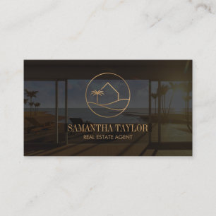 Tarjeta De Visita Moderna Casa de Playa Profesional Inmobiliaria Bus