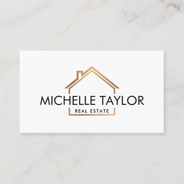 Tarjeta De Visita Moderna Casa Inmobiliaria Profesional Insertar fot (Anverso)