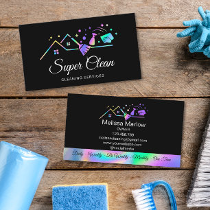 Tarjeta De Visita Moderna Casa Profesional de Limpieza Comercial