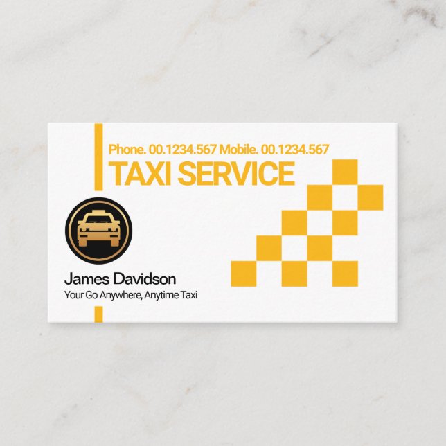 Tarjeta De Visita Moderna Casilla De Verificación Creativa De Taxi A (Anverso)