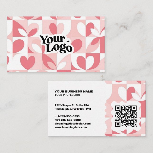 Tarjeta de visita moderna – Código QR y logotipo (Anverso / Reverso)