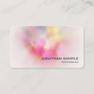 Tarjeta De Visita Moderna Colorida Resumen Art Premium Linen Elegant