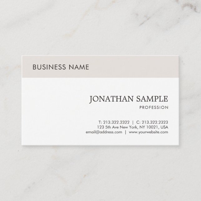 Tarjeta De Visita Moderna Compañía Elegante Profesional Sleek Plain (Anverso)