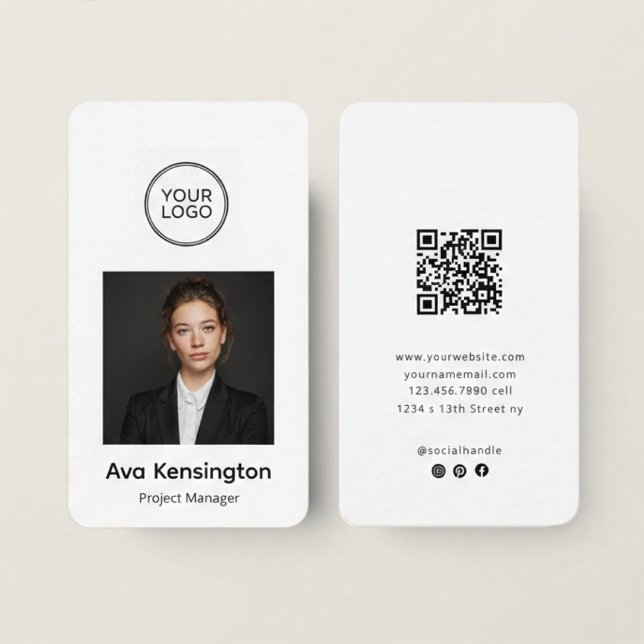 Tarjeta de Visita Moderna con Foto y Logo Personal (Subido por el creador)