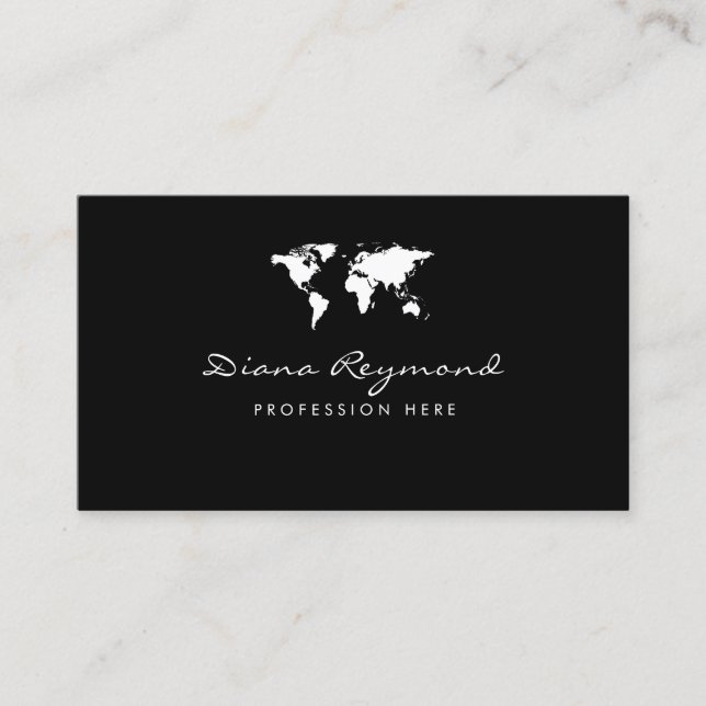 tarjeta de visita moderna con mapa del mundo blanc (Anverso)
