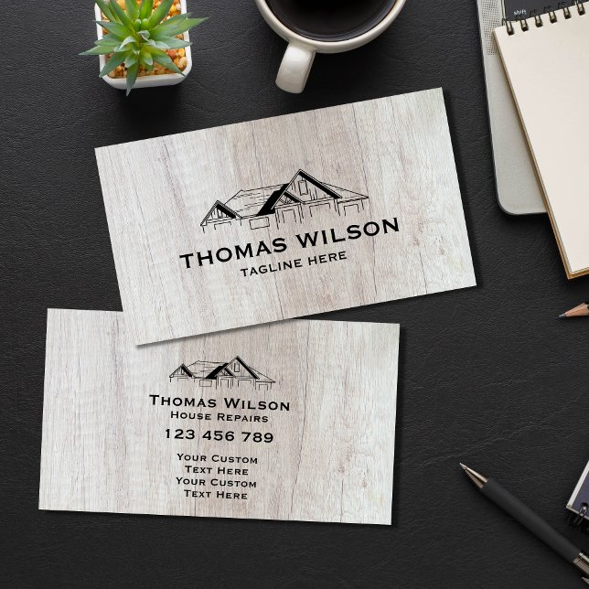 Tarjeta De Visita Moderna Construcción Handyman Carpenter Tools Made (Subido por el creador)