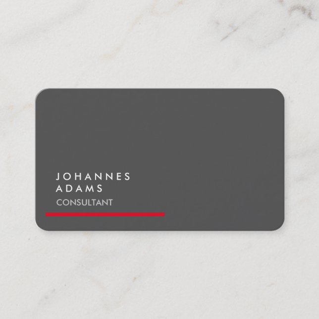 Tarjeta De Visita Moderna creativa de moda gris gris rojo (Anverso)