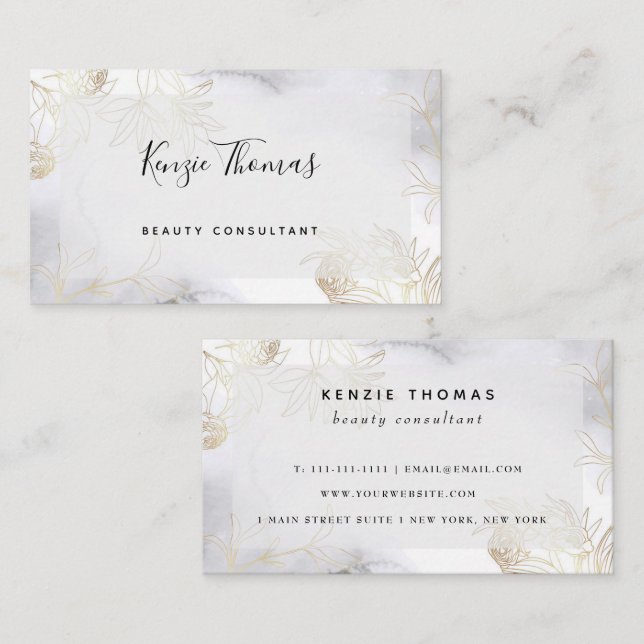 Tarjeta de visita moderna de acuarela floral de Re (Anverso / Reverso)