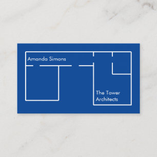 Tarjeta de visita moderna de arquitecto azul Minim