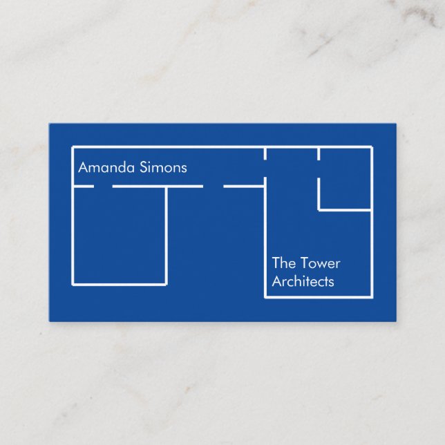Tarjeta de visita moderna de arquitecto azul Minim (Anverso)