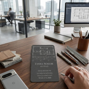 Tarjeta de visita moderna de arquitecto de cuero