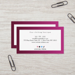 Tarjeta de visita moderna de boutique de ropa fina