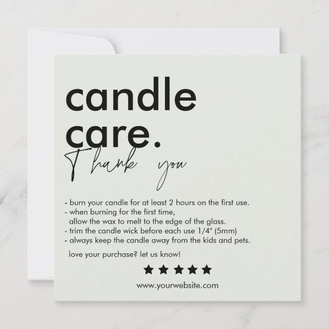 Tarjeta de visita moderna de Candle Care (Anverso)