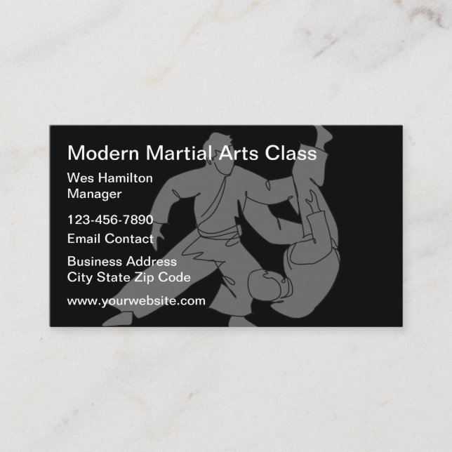 Tarjeta de visita moderna de clase de artes marcia (Anverso)