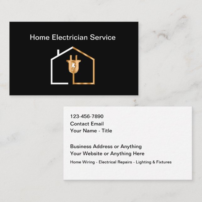 Tarjeta de visita moderna de Guay Electrician Serv (Anverso / Reverso)