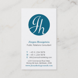 Tarjeta de visita moderna de la inicial azul y