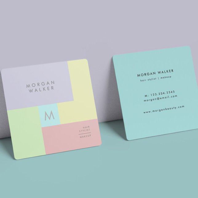 Tarjeta de visita moderna de Pastel Square (Subido por el creador)