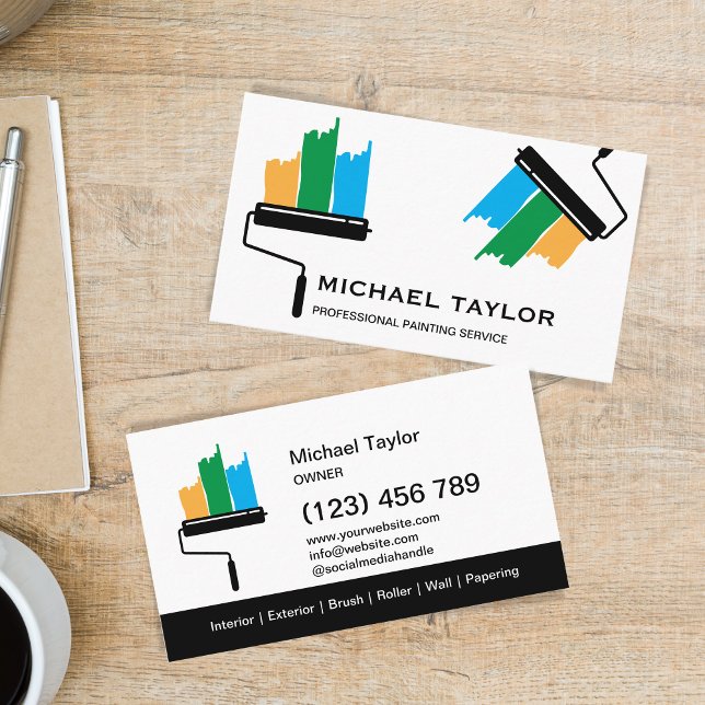 Tarjeta De Visita Moderna Decoración De Servicio Profesional De Pint (Subido por el creador)