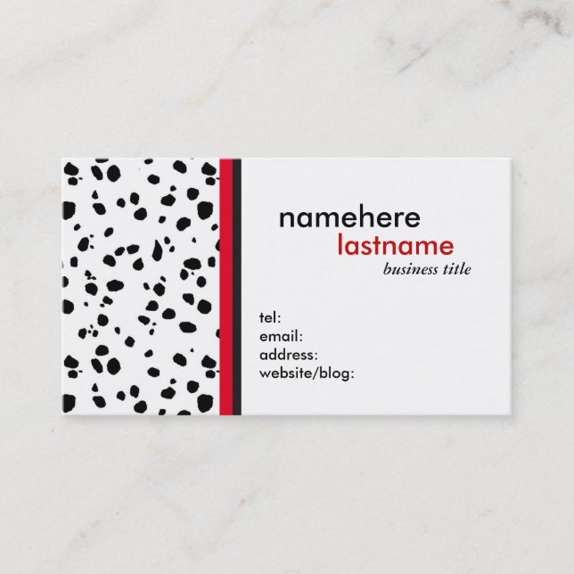 Tarjeta de visita moderna del diseño de Dalmation (Anverso)